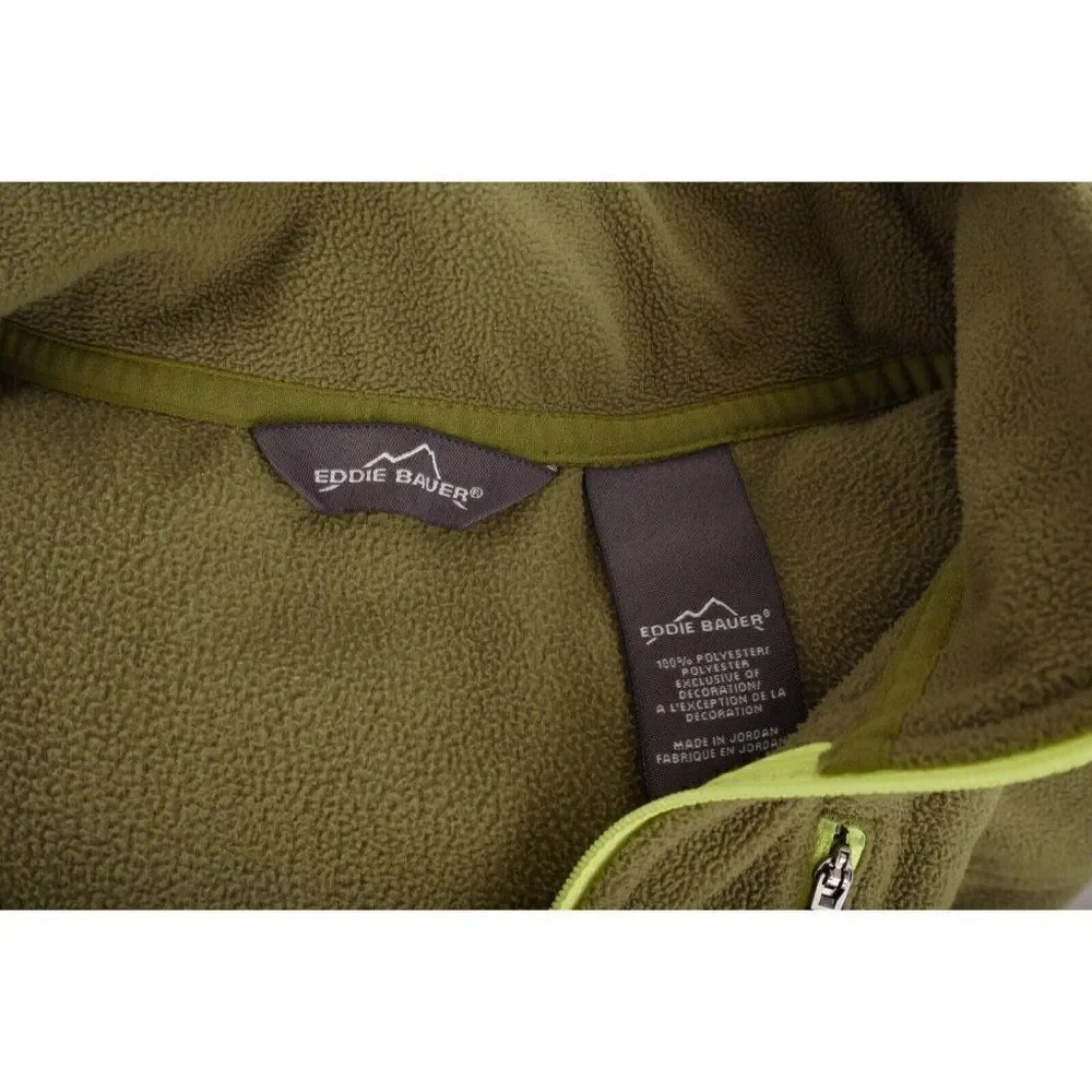 Eddie Bauer Mens1/2 Zip Fleece Jacket Shirt Size L Olive Green Pullover